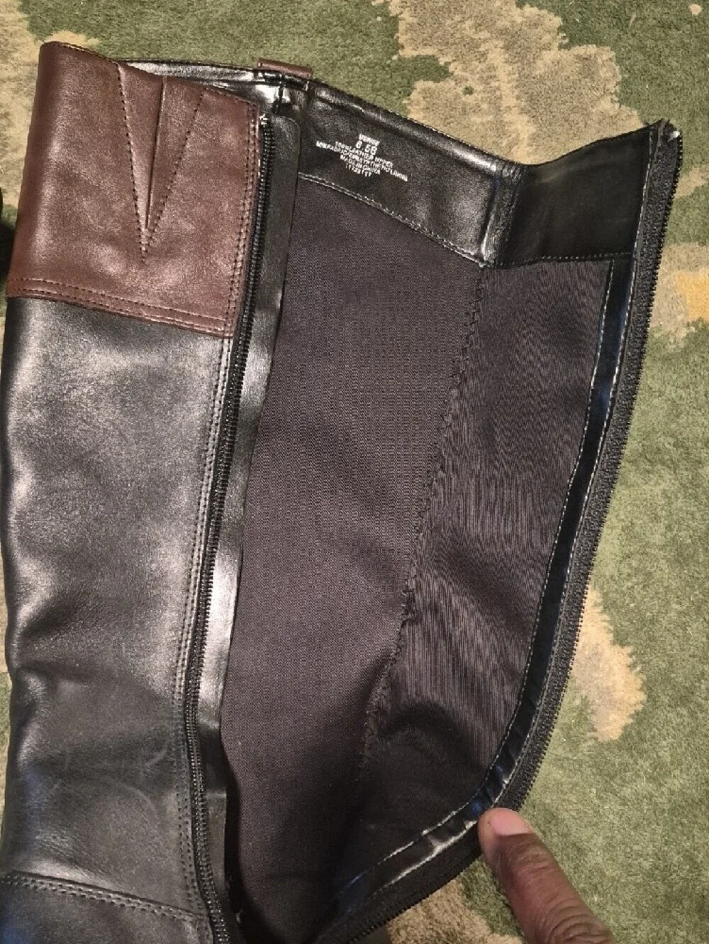 Ralph Lauren Two-Tone Leather Riding Boots - Black & Brown